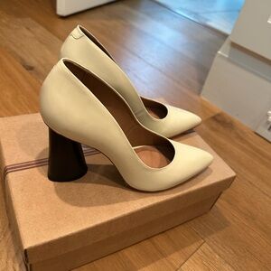 Anthropologie Maeve Cream and Black Heels